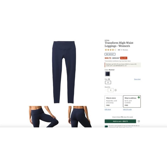 NWT Prana Women's Transform 7/8 Leggings‎ High Rise Black Size 2X MSRP $99 - Picture 4 of 16